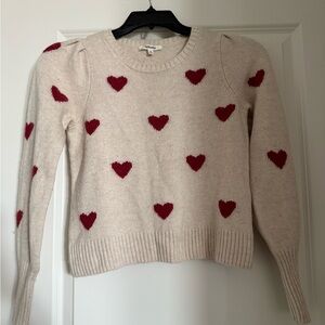 Splendid Heart Patterned Cream Sweater XS
